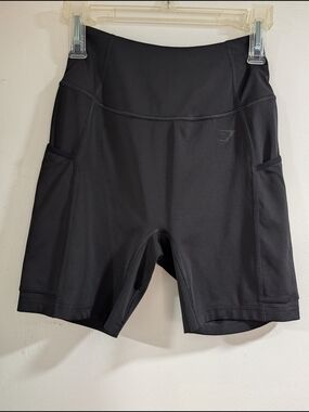 Gymshark Black High-Waist Bike Shorts with Side Pockets